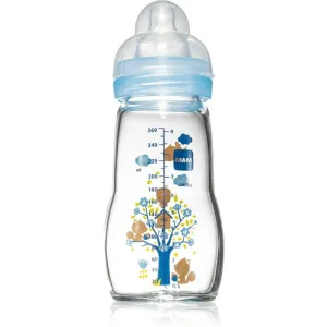 MAM Feel Good Glass Baby Bottle dojčenská fľaša Blue 2m+ 260 ml