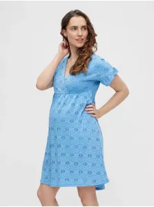 Blue perforated maternity dress Mama.licious Dinna - Women