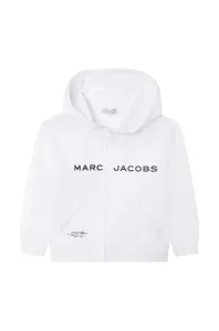 Detská bavlnená mikina Marc Jacobs biela farba, s kapucňou, s potlačou #7527194