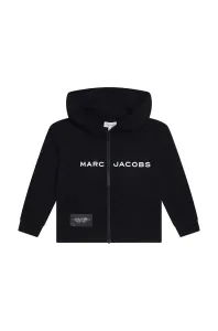 Detská bavlnená mikina Marc Jacobs tmavomodrá farba, s kapucňou, s potlačou