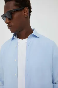 Bavlnená košeľa Marc O'Polo pánska, tyrkysová farba, slim, s talianskym golierom
