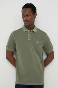 Bavlnené polo tričko Marc O'Polo zelená farba, jednofarebné