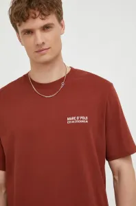 Bavlnené tričko Marc O'Polo bordová farba, s potlačou