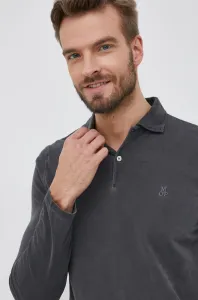 Bavlnené tričko s dlhým rukávom Marc O'Polo šedá farba, jednofarebné