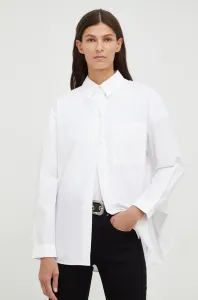 Bavlnená košeľa Marc O'Polo dámska, biela farba, voľný strih, s klasickým golierom #7977888