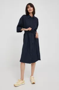 Ľanové šaty Marc O'Polo tmavomodrá farba, mini, oversize #236417