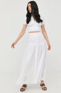 Bavlnená sukňa Marciano Guess biela farba, maxi, áčkový strih