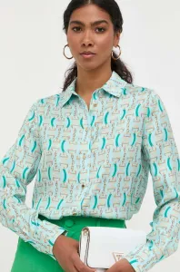 Košeľa Marciano Guess dámska, zelená farba, regular, s klasickým golierom #8733826