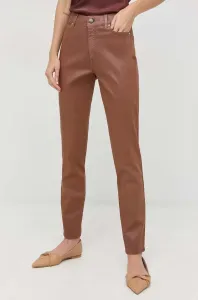 Nohavice Marella dámske, hnedá farba, priliehavé, vysoký pás