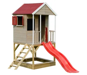 MARIMEX detský drevený domček so šmykľavkou, 280x242x197 cm