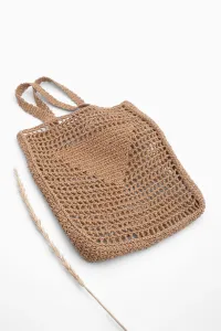 Marjin Women's Handmade Knitted Shoulder Bag Mirce Natural Straw