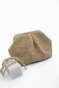 Marjin Women's Handmade Knitted Shoulder Bag Tives Beige Straw