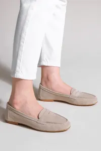 Marjin Women's Genuine Leather Loafers Casual Shoes Rosme Beige