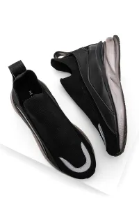 Marjin Women's High Transparent Sole Sneaker Stretch Knitwear Sneakers Ponri black