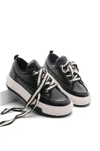 Marjin Women's Sneakers Thick Sole Sports Shoes Rova Black #7611172