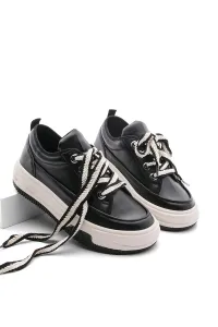 Marjin Women's Sneakers Thick Sole Sports Shoes Rova Black #7599390