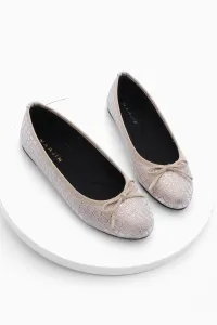 Marjin Women's Bow Detail Ballet Flats Vater Gold Croco #9310243