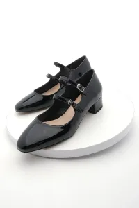 Marjin Women's Double Strap Classic Heeled Shoes Alsef Black Patent Leather #9359415
