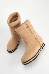 Marjin Women's Genuine Leather Accessory Casual Boots Hiras Mink Suede
