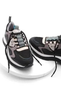 Marjin Women's High-Sole Sneaker Lace-Up Sneakers Heviz black