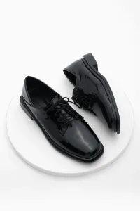 Marjin Women's Oxford Shoes Flat Toe Laced Masculin Casual Shoes Rilen Black Patent Leather #9271178