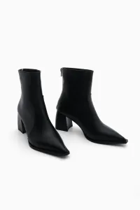 Marjin Women's Pointed Toe Back Zippered Heel Boots Erves Black