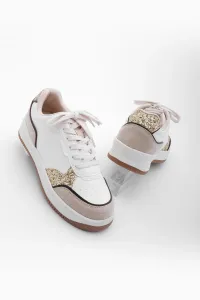 Marjin Women's Sneaker High Sole Lace Up Sequin Sneakers Tizay Gold #9153995