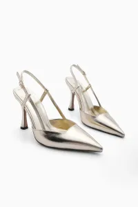 Marjin Women's Stiletto Pointed Toe Thin Heel Scarf Evening Dress Heeled Shoes Reney Gold