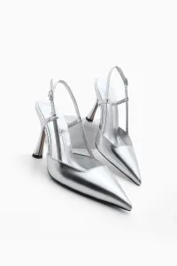 Marjin Women's Stiletto Pointed Toe Thin Heel Scarf Evening Dress Heeled Shoes Reney Silver