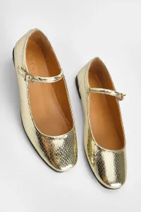 Marjin Women's Banded Flat Shoes Osela Golden Snake