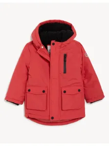 Červená chlapčenská zimná bunda s umelým kožúškom Marks & Spencer #8209421