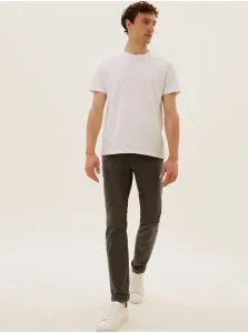 Strečové chino nohavice úzkeho strihu Marks & Spencer šedá #4781321