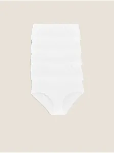 Midi nohavičky z bavlny s lycrou®, 5 ks v balení Marks & Spencer biela