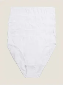 Vysokostrihané nohavičky z bavlny a lycry®, 5 ks v balení Marks & Spencer biela #1067168