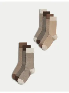 Súprava siedmich párov pánskych ponožiek v hnedej farbe Marks & Spencer #8208914
