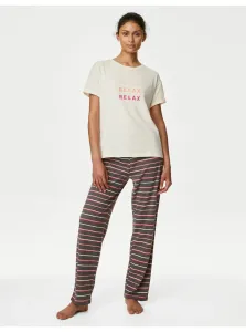 Šedo-krémová dámska pyžamová súprava Marks & Spencer #8208286