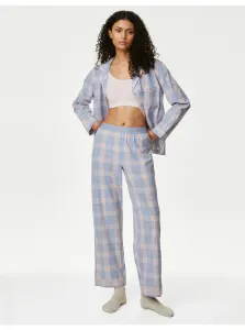 Svetlmodré dámske kockované pyžamo Marks & Spencer