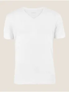 Biele pánske tričko pod košeľu s výstrihom do V prémiová bavlna Marks & Spencer #1067114