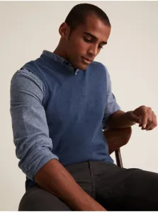 Čisto bavlnený sveter bez rukávov Marks & Spencer modrá