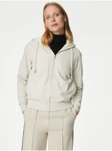 Krémová dámska basic mikina na zips s kapucňou Marks & Spencer #8214948