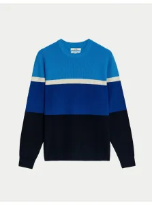 Modrý pánsky pruhovaný sveter Marks & Spencer