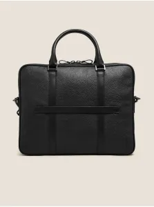 Čierna pánska kožená taška na notebook Marks & Spencer