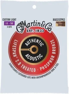 Martin Authentic Lifespan 2.0 92/8 Phosphor Bronze Custom Light 3-Pack #7811546