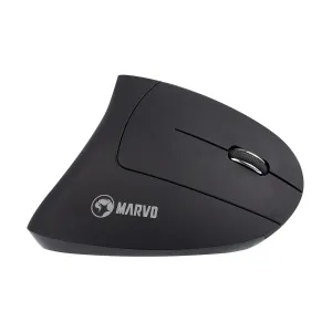 Marvo Myš M706W, 1600DPI, 2.4 [GHz], optická, 6tl., bezdrátová, černá, vestavěná baterie, podsvícená, ergonomická, vertikální