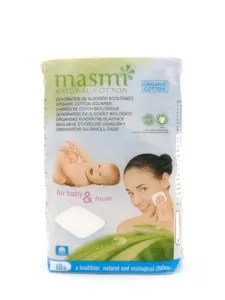 MASMA Čtvercové čistící polštářky z organické bavlny Masmi, 60 ks