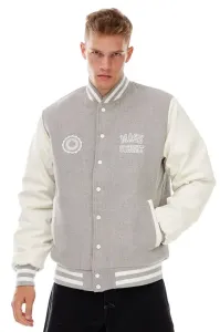 Mass Denim Athletic Baseball Jacket heather grey - Size:M
