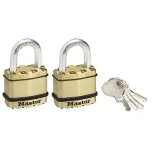 Master Lock – Súprava 2 ks mosadzných visiacich zámkov M1BEURT – Master Lock Excell – 45 mm