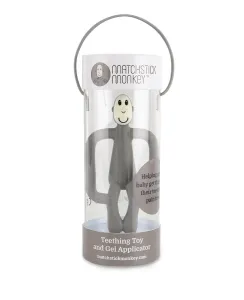 Matchstick Monkey Teething Toy and Gel Applicator hryzadielko s kefkou 2 v 1 Grey 1 ks