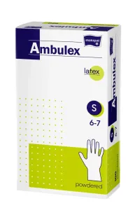 Ambulex rukavice LATEXOVÉ veľ. S, nesterilné, pudrované  100ks
