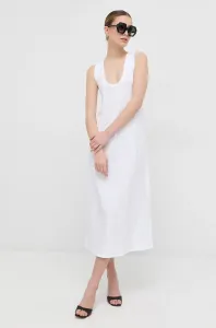 Šaty Max Mara Leisure biela farba, midi, rovný strih #7559115